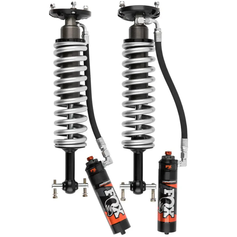 Fox Performance Elite Series 2.5 Coilover Shocks for 2019+ Ram 1500 with 6in R/R Front Lift, Non-TB/Non-AT4 3.5in / TB/AT4 1.5in Lift, high-performance suspension system for improved ride quality and damping efficiency.
