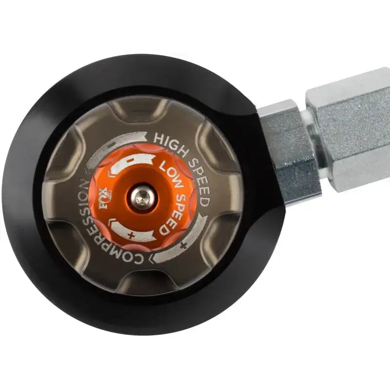 Close-up of adjustment knob on the Fox 2018+ Jeep JL 2.5 Factory Race Series front shock set for 4.5-6 inch lift.