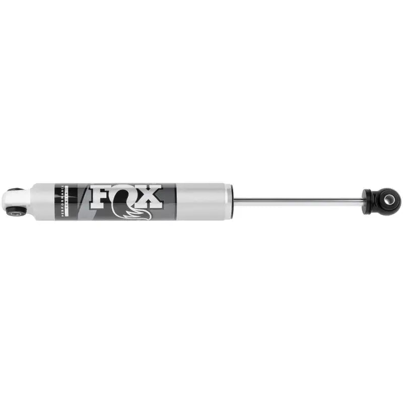 Fox 2018+ Jeep Wrangler JL 2.0 Performance Series 7.43in. Smooth Body IFP Steering Stabilizer (Alum) featuring aluminum reservoir clamp and black anodized CNC machined aluminum components for heat dissipation.