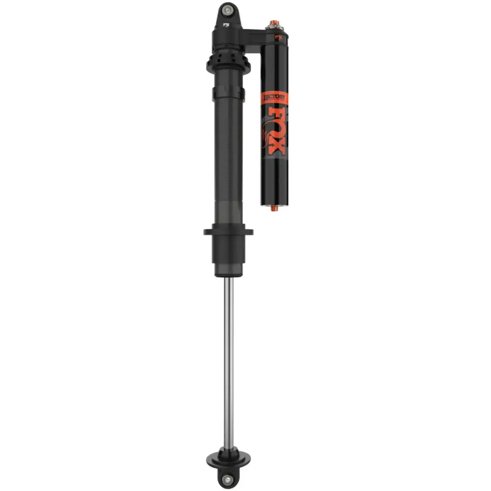 Fox Factory Race 2.5 x 12 coilover piggyback shock with black body, orange branding and silver piston rod