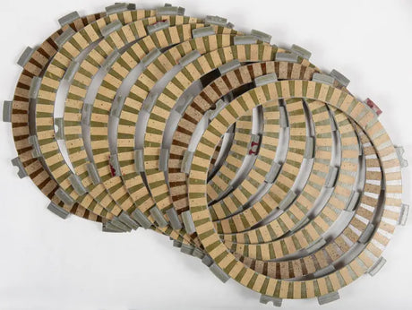 Stacked motorcycle clutch plates in FP154-8-001 Plates Kit Fiber 8 Plates