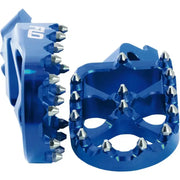Blue motorcycle foot pegs with metal spikes from Pro Series FPEG-793-2BLU