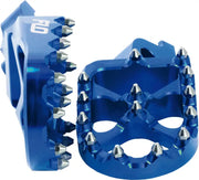 Blue motorcycle foot pegs with metal spikes from Pro Series FPEG-793-2BLU