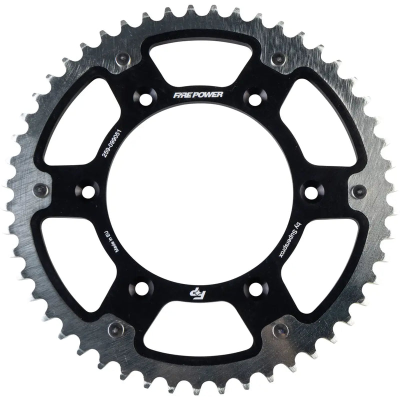 FPH-990-51-BLK Fire Power Rear Sprocket Hybrid 51T Blk/Sil