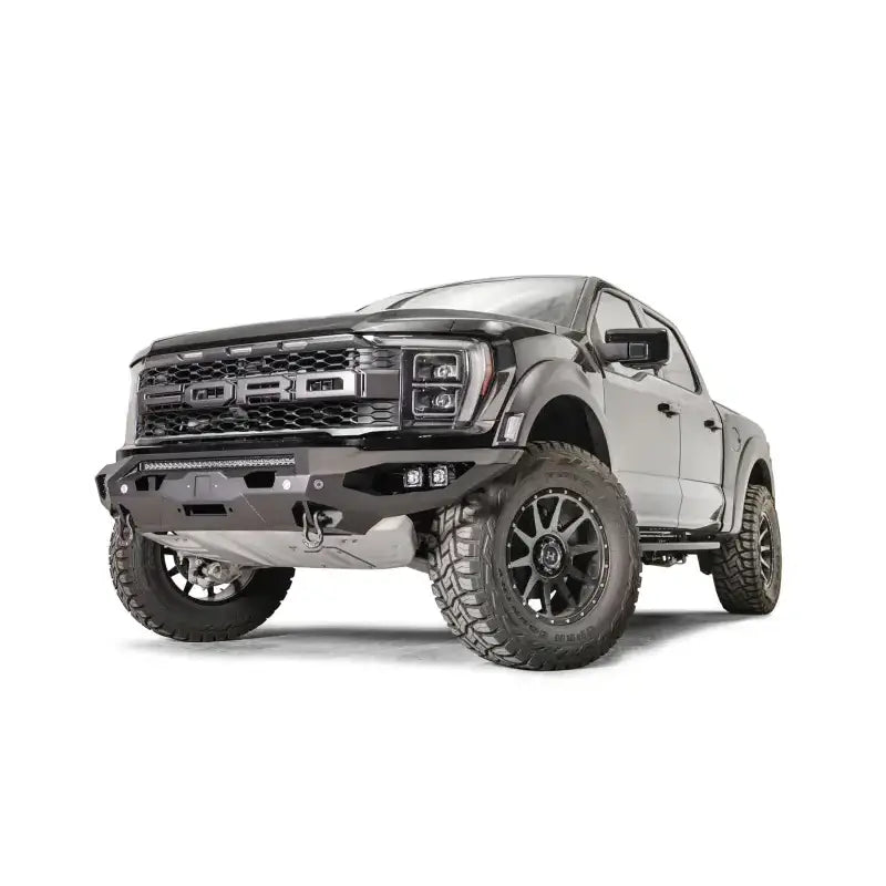 Fab Fours Matrix Front bumper FR21-X5351-1 on rugged off-road truck, emphasizing durability and sleek design.