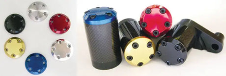 Assorted colored metallic caps and screws for Frame Sliders Carbon S5 Frame