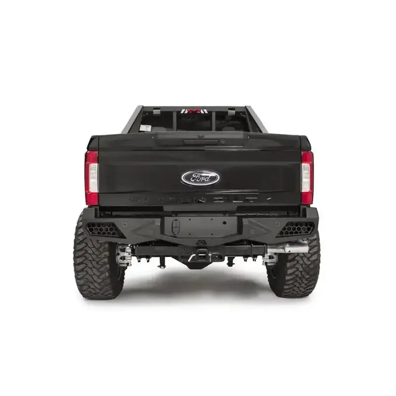 Rear view of a Ford F250-F350 equipped with FS17-E4151-1 Fab Fours 17 Ven Sen R for enhanced style, protection, and functionality.