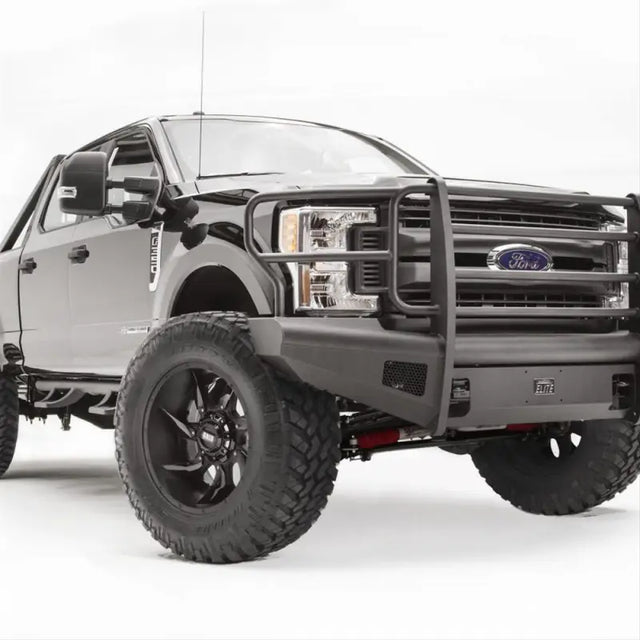 FS17-Q4160-1 Fab Fours 17 Elite Front Bumper on a Ford F250-550, showcasing rugged durability and enhanced vehicle appearance, for RV, Automotive, Powersports, off-road, marine, exterior, truck accessories, interior, truck bed, rv parts, Bumpers, Grilles & Guards, AVADA - Best Sellers, Must Haves