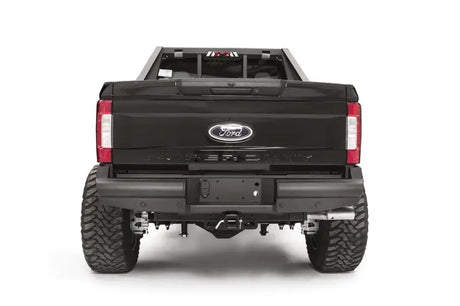 Elegant and durable Fab Fours FS17-U4150-1 rear bumper on a Ford Super Duty F250/F350, showcasing exceptional style and rear-end protection.