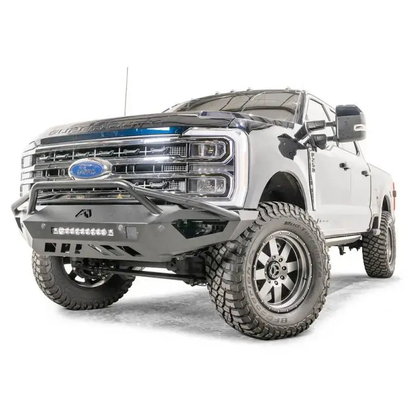 FS23-V5952-1 Fab Fours Vengeance Front bumper on a rugged Ford truck, showcasing durable construction and aggressive design.