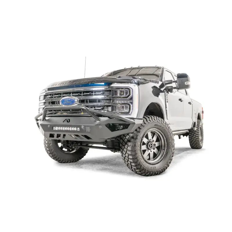 Fab Fours Vengeance Front bumper FS23-V5952-1 on a rugged Ford truck, showcasing its durable construction and aggressive design.