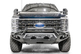 Front view of a truck equipped with the FS23-X5952-1 Fab Fours Matrix Front bumper, showcasing its rugged and stylish design, perfect for RV, Automotive, Powersports, off-road or marine applications, truck accessories, interior, truck bed, rv parts, Bumpers, Grilles & Guards, AVADA - Best Sellers, Must Haves
