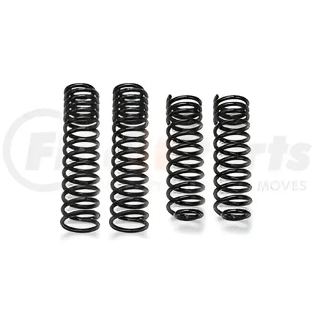 Four black coil springs on FT20342 Fabtech aluminum shock mount bushing for vehicle’s suspension