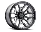 Gray and black Ultra Motorsports wheel on FT20487 Fabtech sway bar extension drvr