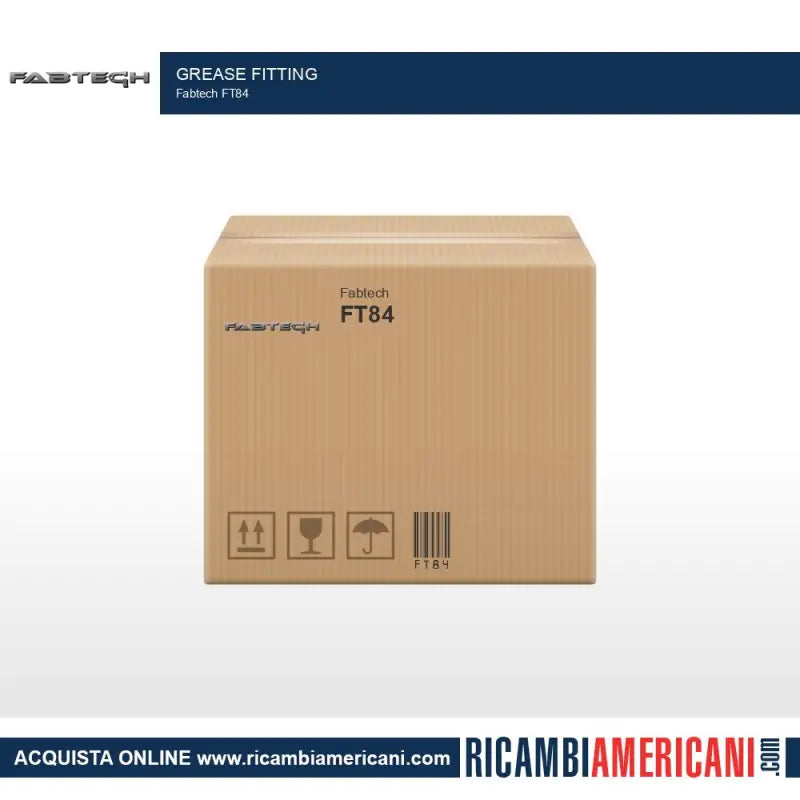 Cardboard box with shipping symbols for FT84 Fabtech Grease Fitting product