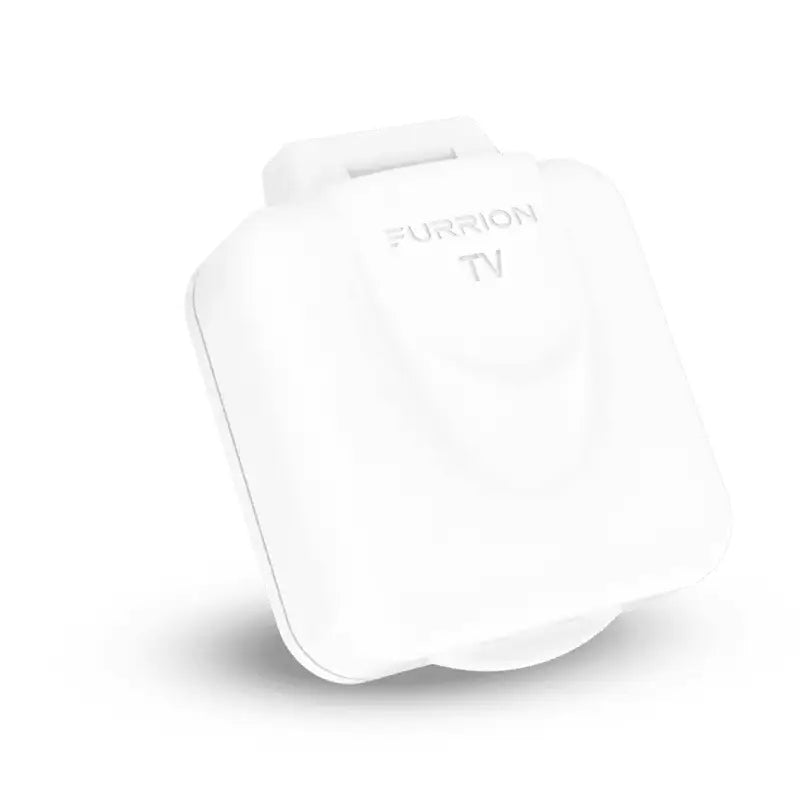 FTVINB-PS-OEM Furrion Llc Baby Tv Inlet Single F Connector for RV and marine use, white rectangular cover with Furrion branding.