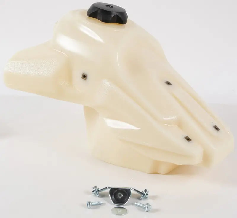 Opaque off-white fuel tank natural 2.5 gal with black cap and hardware