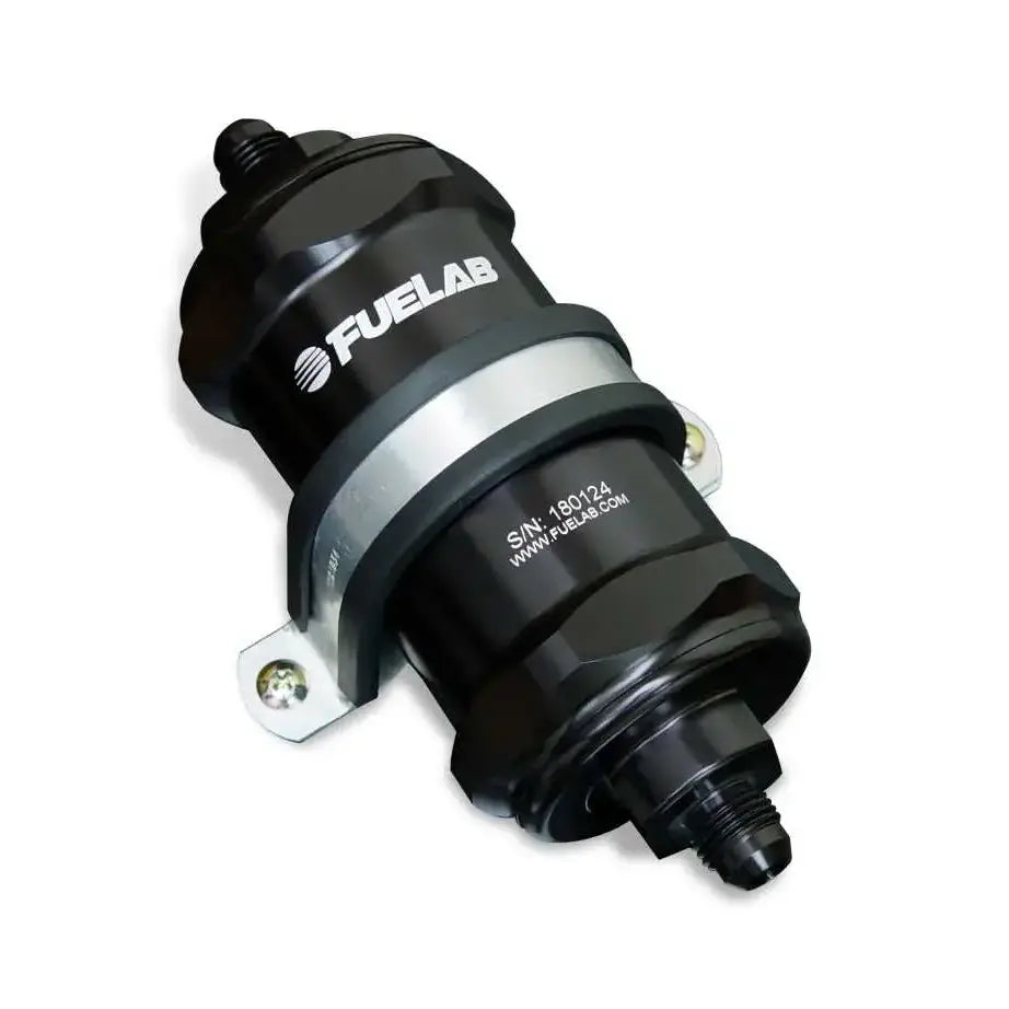 Fuelab Fuelab 818 In-Line Fuel Filter Standard -6AN In/Out 10 Micron Fabric - Black