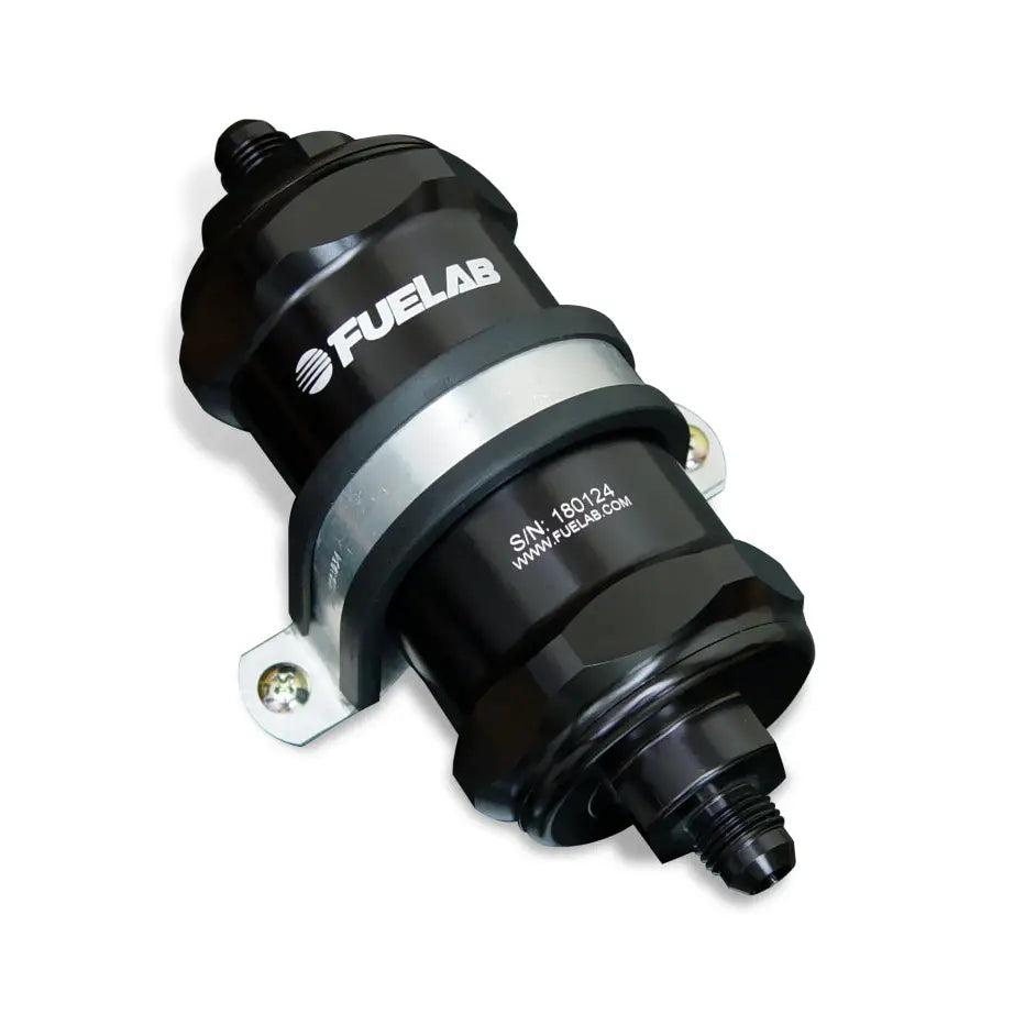 Fuelab 81821-1 Fuelab 818 In-Line Fuel Filter Standard -6AN In/Out 100 Micron Stainless - Black