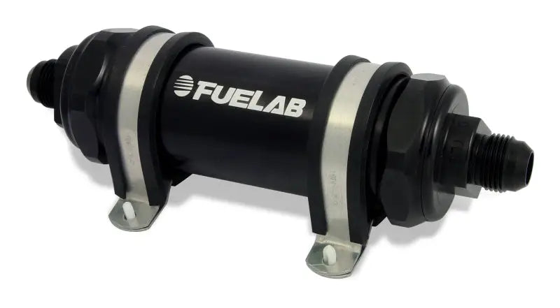 Fuelab 828 In-Line Fuel Filter Long -10AN In/Out 6 Micron Fiberglass - Black - Truck & Automotive