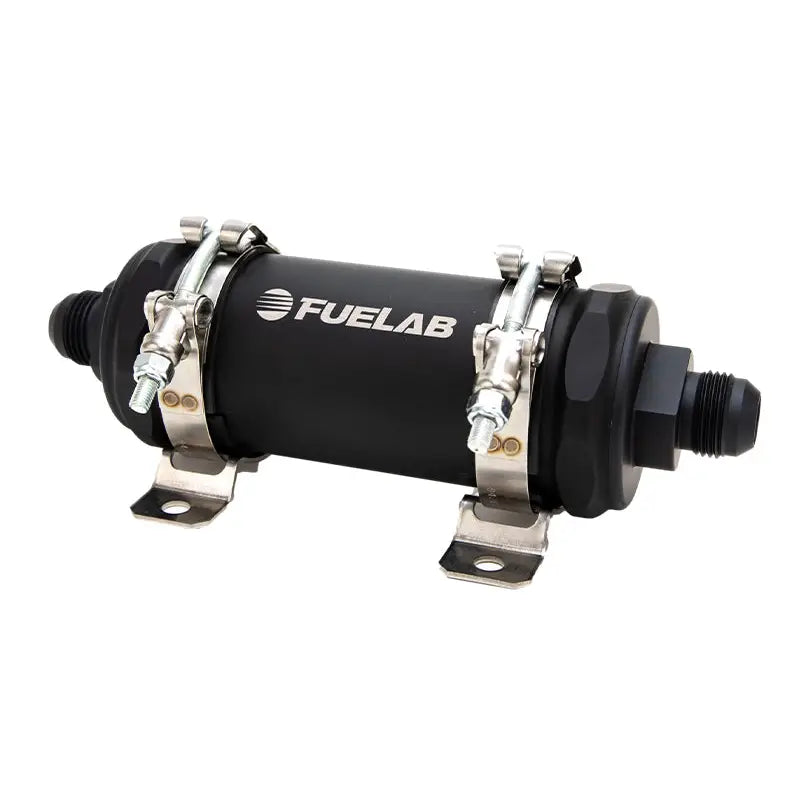 Fuelab 86833 Fuelab PRO Series In-Line Fuel Filter (10gpm) -10AN In/-10AN Out 6 Micron Fiberglass - Matte Black - 86833