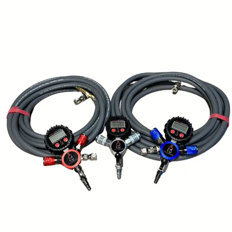 Three digital tire inflators with hoses on the Red Hammer Man Thors Lighti Fullsize Air system