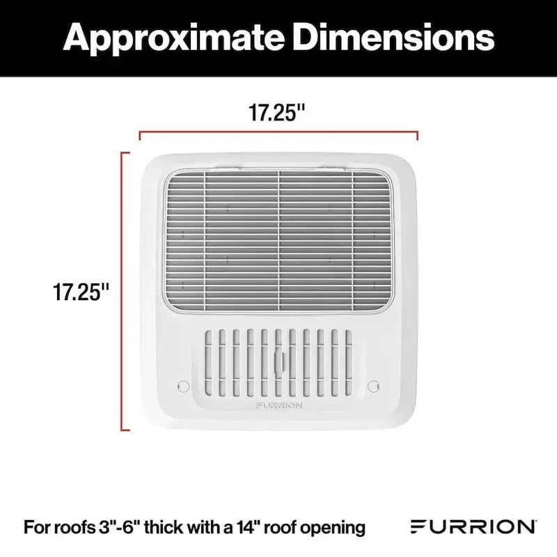 White Furrion FACT12CA2-PS-AM Chill RV Air Conditioner vent with dimensions