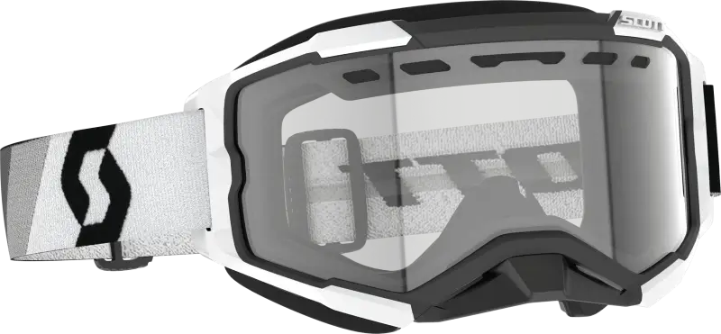 Fury Snowcross Goggle Premium Black/White with reflective gray lens for snow and motocross riding