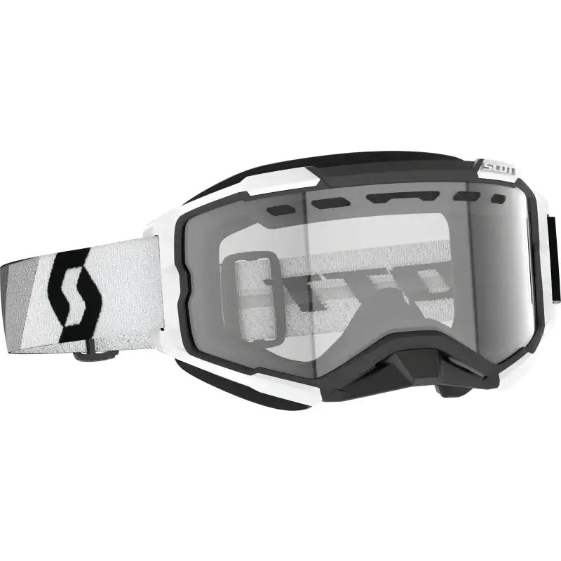 Fury Snowcross Goggle Premium Black/White with reflective gray lens for snow and motocross riding