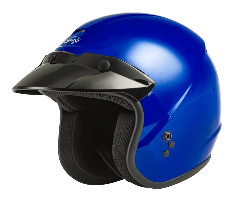 Blue open face helmet with visor for stylish motorcycle riding G1020048 Of 2