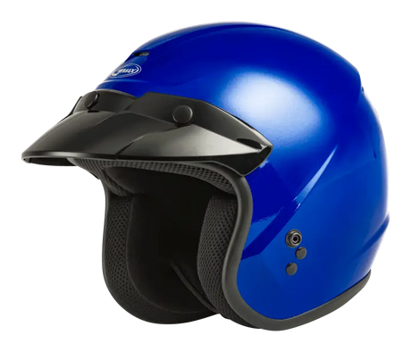 Blue open face helmet with visor for stylish motorcycle riding G1020048 Of 2