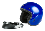 Blue open face helmet with visor for stylish motorcycle riding G1020048 Of 2
