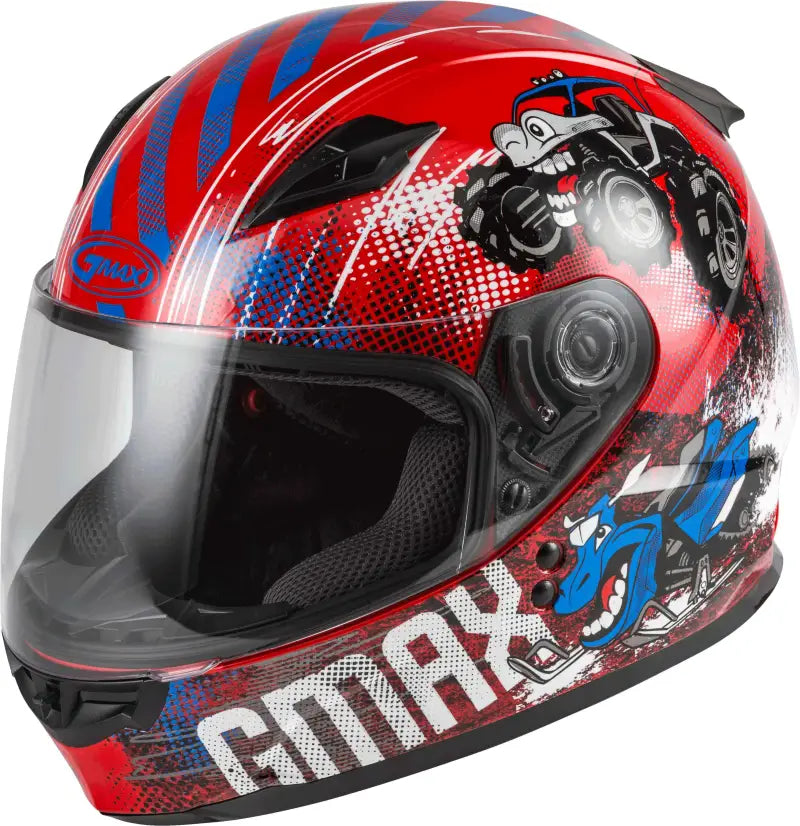 GMAX G1498370 Youth Gm 49y Beasts Full Face Helmet Red/Blue/Grey Ys