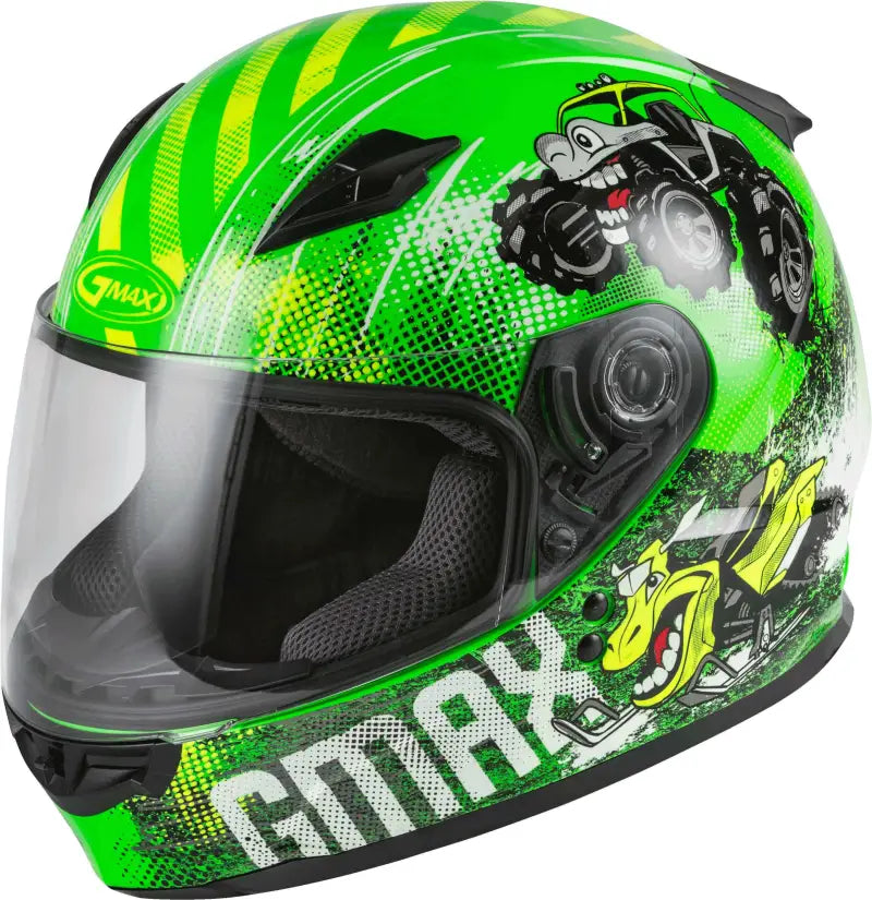 G1498672 Youth Gm 49y Beasts Full Face Helmet Neon Green/Hi Vis Yl