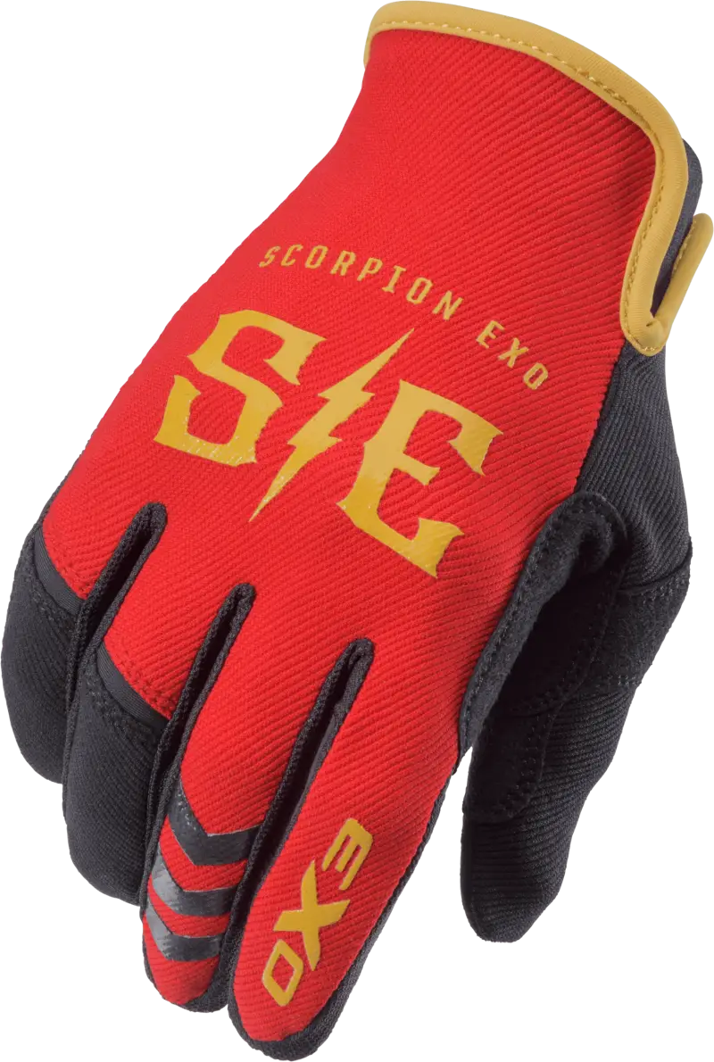 G44-013 Scorpion Exo Air-Stretch Gloves Charge Red/Gold Sm - RV and Auto Parts
