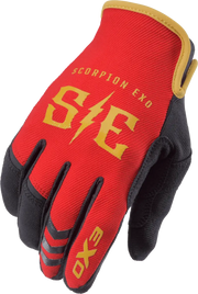 G44-015 Scorpion Exo Air-Stretch Gloves Charge Red/Gold Lg - RV and Auto Parts