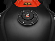 Motorcycle fuel tank with gas cap locking black Apr for secure cap locking