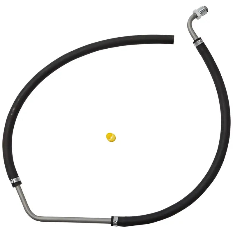Gates 366158 black rubber power steering hose with metal fittings and yellow caps