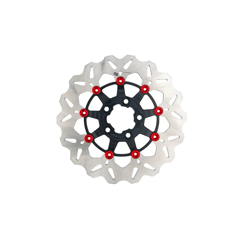 Gbrakes Wave Colored Brake Rotors Gbdu075 - Black Red Rotor 11.8 Floating RR Buttons