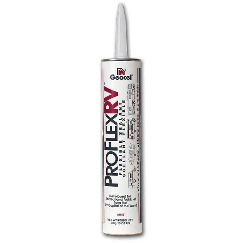 Geocel GC28851 Geocelproflexrv White 10 Oz Ca high-quality sealant for RV applications, ideal for automotive, powersports, off-road, marine, exterior, truck accessories, interior, truck bed, and RV parts. Featured in Inside RV,RV Parts Shop,Exterior Parts & Accessories,RV Roofing Sealants Cleaners Weather stripping,AVADA - Best Sellers