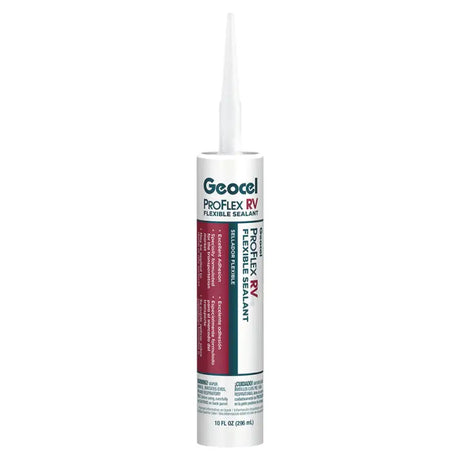 GC28900 Geocel Proflex RV Clear 10 Oz Sealant Tube for sealing joints, vents, windows, flexible and durable protection against leaks and weather damage.