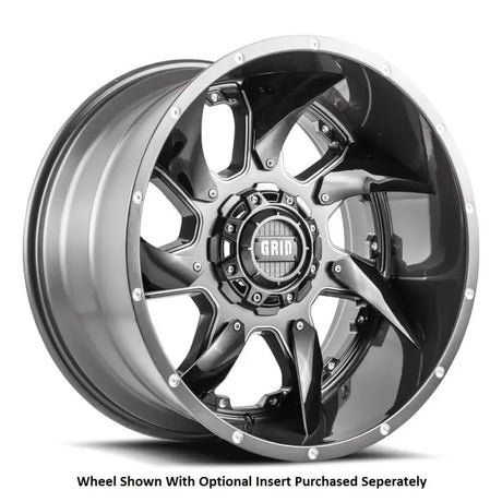 Gray and black GD0118090052G1587 Grid Wheels for Off-Roads, 18x9 size