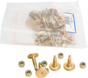 Plastic bag with brass-colored gold digger carbide traction studs and nuts for Digger Carbide Traction