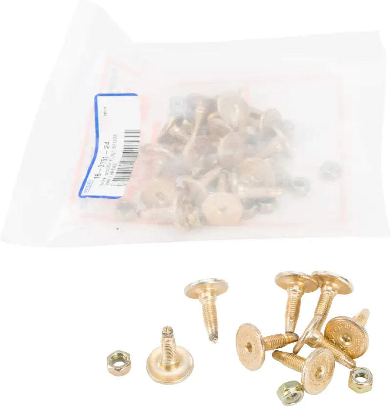 Brass-colored carriage bolts and nuts for GDP6-7500 Gold Digger Carbide Traction Master Stud