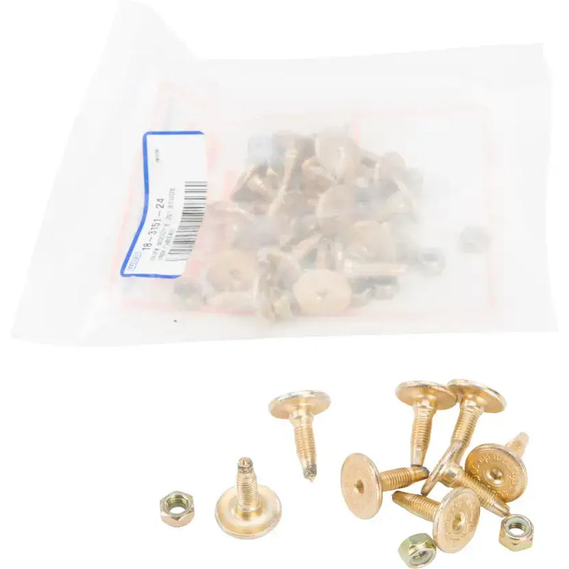 Brass-colored carriage bolts and nuts for GDP6-7500 Gold Digger Carbide Traction Master Stud