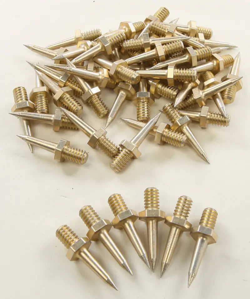 Golden track spikes with threaded bases from GELS-9200 30 Eliminator T Nut Stud pack