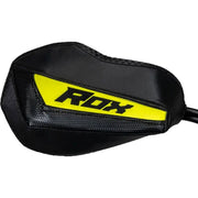 Black and yellow Flex Tec Handguards with textured carbon fiber look for bike protection