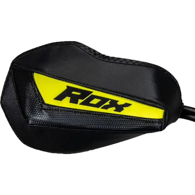 Black and yellow Flex Tec Handguards with textured carbon fiber look for bike protection