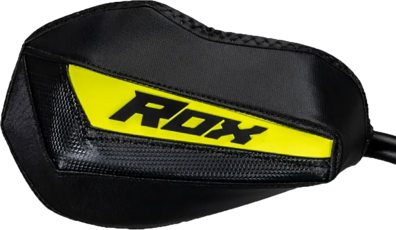 Black and yellow Flex Tec Handguards with textured carbon fiber look for bike protection