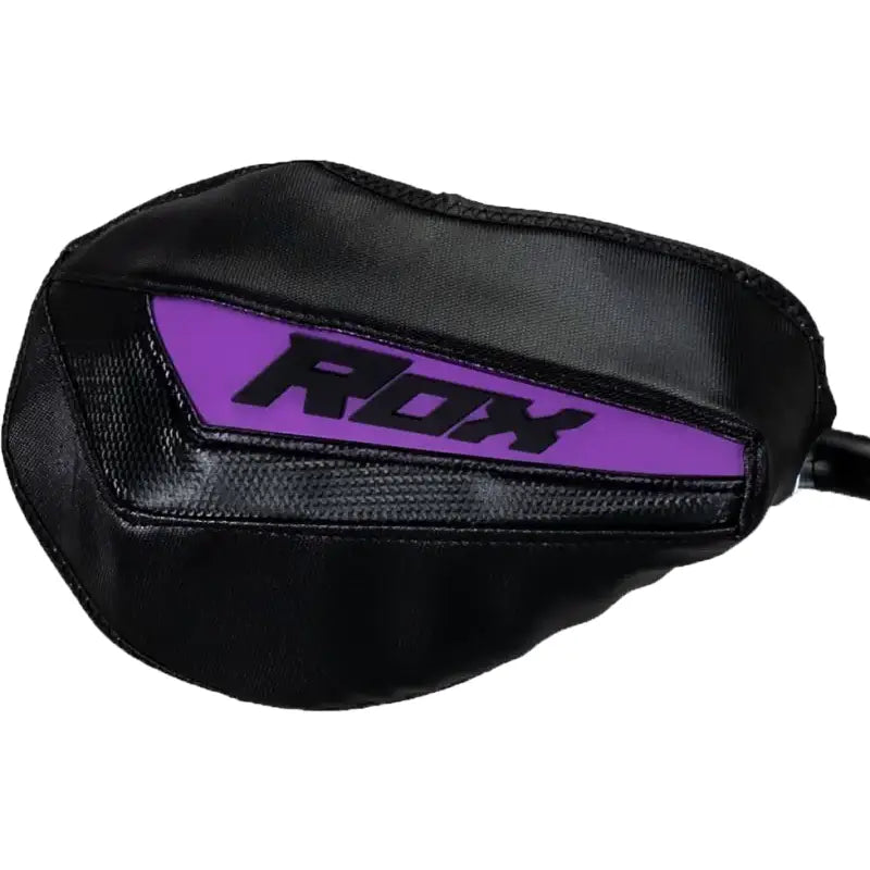 Black and purple Flex Tec Handguards with boxing glove design for protection